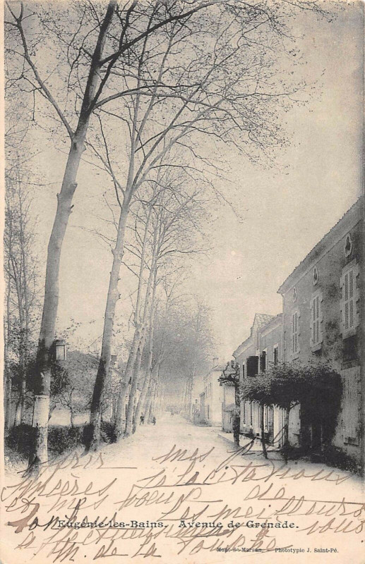 Carte postale ancienne Eugenie Les Bains Avenue De Grenade (cliché pas courant à Eugénie-les-Bains