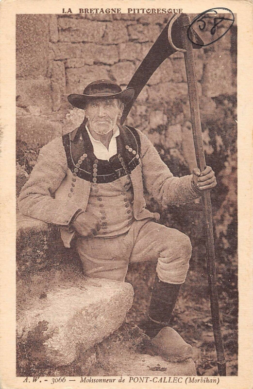Carte postale ancienne Moissonneur De Pont Callec