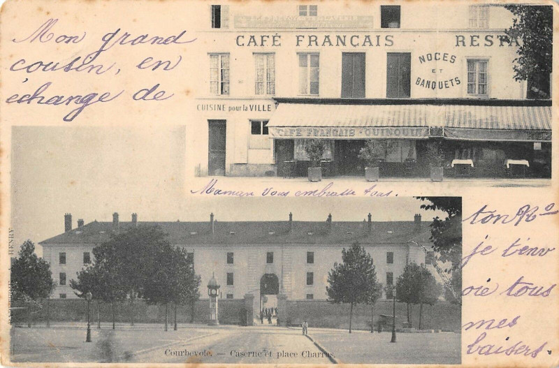 Carte postale ancienne Courbevoie Cafe Francais Quinquina Noces Banquets (rare -dos non divisé) à Courbevoie