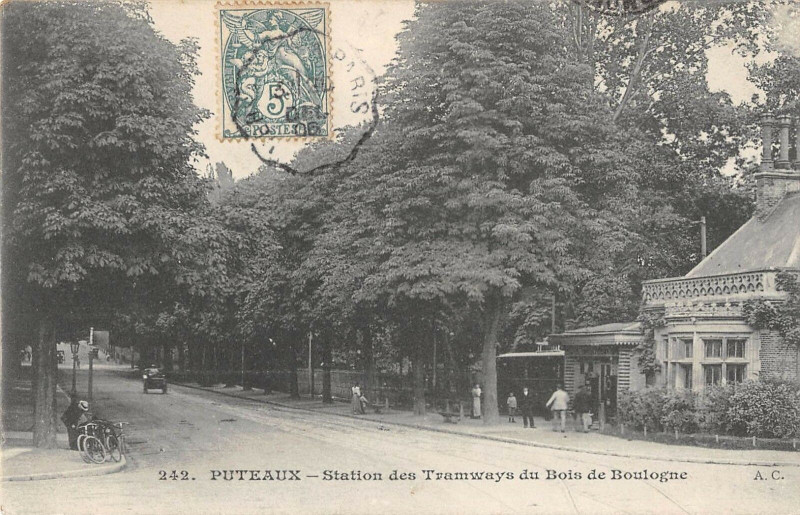 Carte postale ancienne Puteaux Station Des Tramways Du Bois De Boulogne à Puteaux