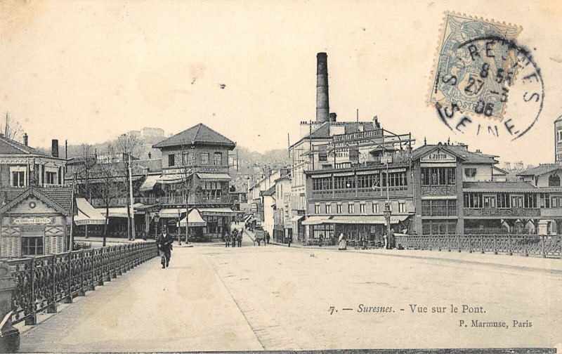 Carte postale ancienne Suresnes Vue Sur Le Pont à Suresnes