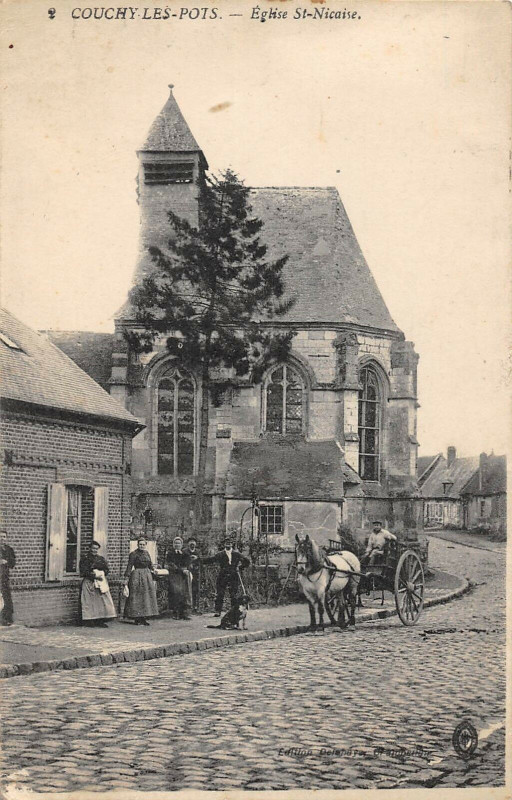 Carte postale ancienne Couchy Les Pots Eglise Saint-Nicaise
