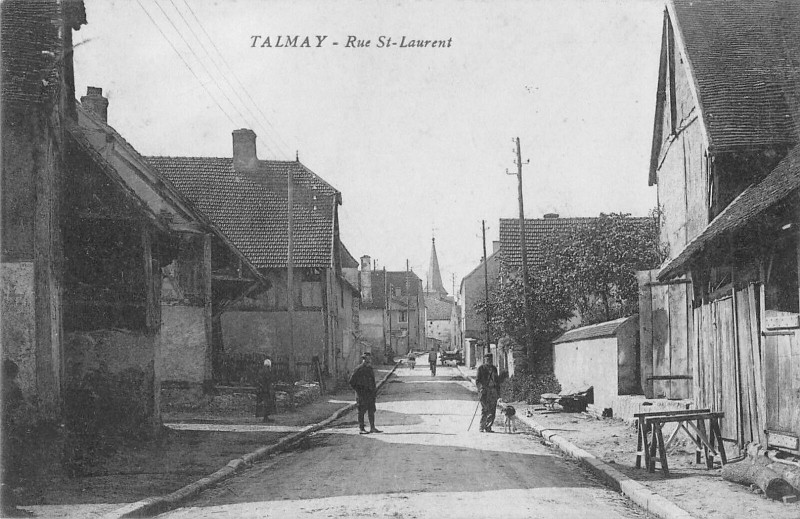 Carte postale ancienne Talmay Rue Saint Laurent à Talmay