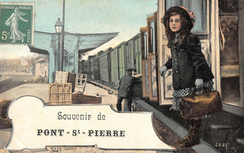 Carte postale ancienne Pont Saint Pierre Souvenir De à Pont-Saint-Pierre