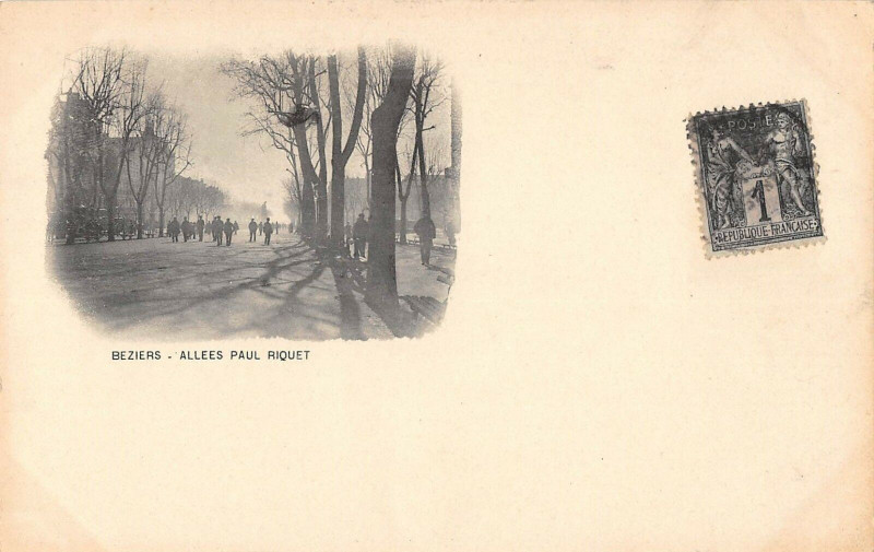 Carte postale ancienne Beziers Rare Cpa Precurseur Les Allees Paul Riquet (dos non divisé) à Béziers