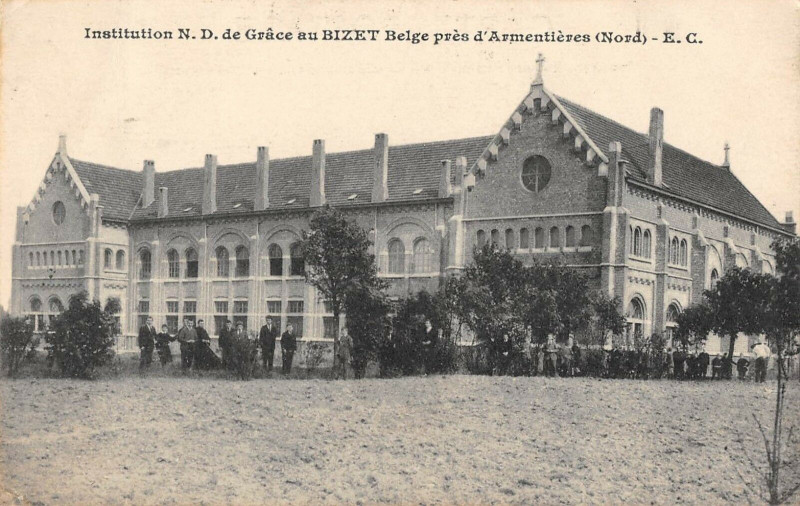 Carte postale ancienne Institution N.d.de Grace Au Bizet Belge Pres D'Armentieres (pas courante