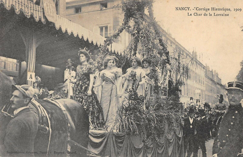 Carte postale ancienne Nancy Cortege Historique 1909 Le Char De La Lorraine à Nancy