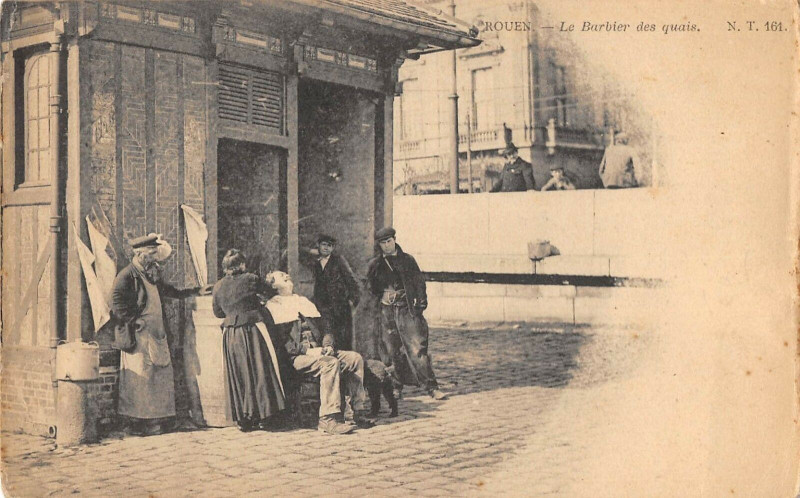 Carte postale ancienne Arques Le Barbier Des Quais Cpa Metier