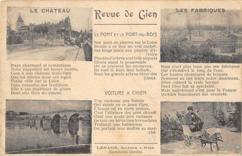 Carte postale ancienne Revue De Gien Cpa Avec Une Voiture A Chien Attelage à Gien