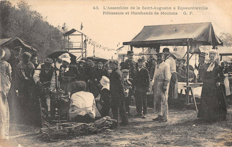 Carte postale ancienne L'Assemblee De Saint-Augustin A Equeurdreville Rotisseurs Et Marchands