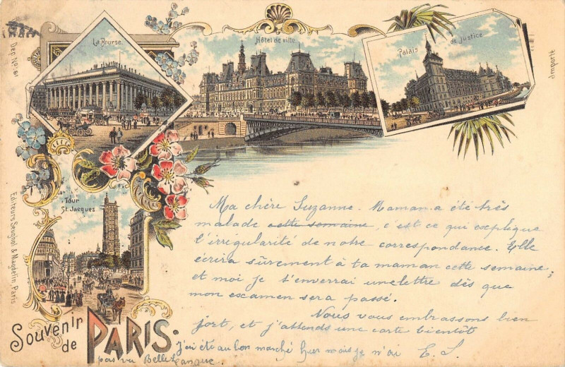 Carte postale ancienne Souvenir De Paris Dans Le Gout Gruss Aus Precurseur à Paris