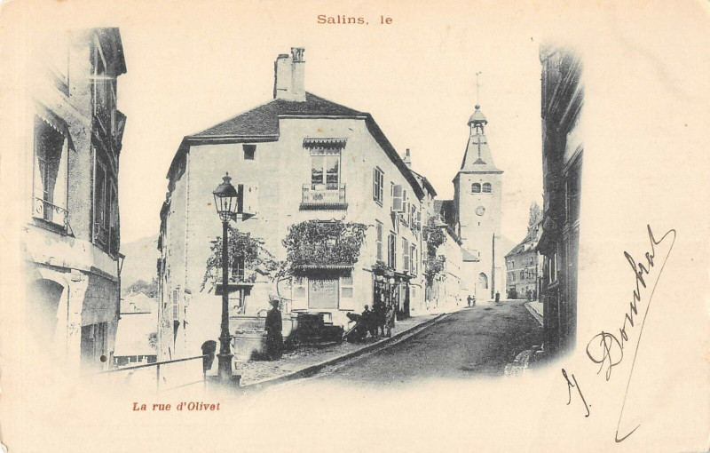 Carte postale ancienne Salin La Rue D'Olivet (dos non divisé)