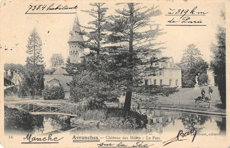 Carte postale ancienne Avranches Chateau Des Mares Le Parc à Avranches