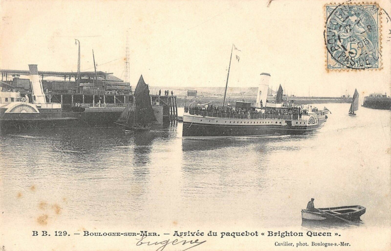 Carte postale ancienne Boulogne Sur Mer Arrivee Du Paquebot Brighton Queen à Boulogne-sur-Mer