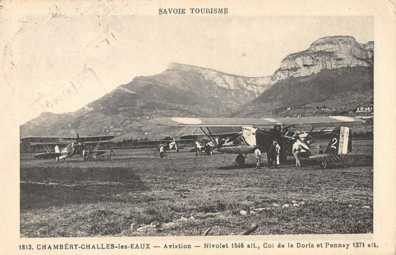 Carte postale ancienne Chambery Challes Aviation à Chambéry
