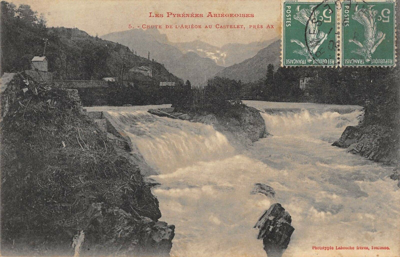 Carte postale ancienne Chute De L'Ariege Au Castelet Pres Ax