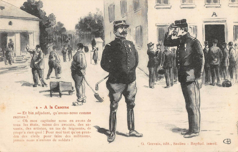 Carte postale ancienne Nos Bons Paysans A La Caserne