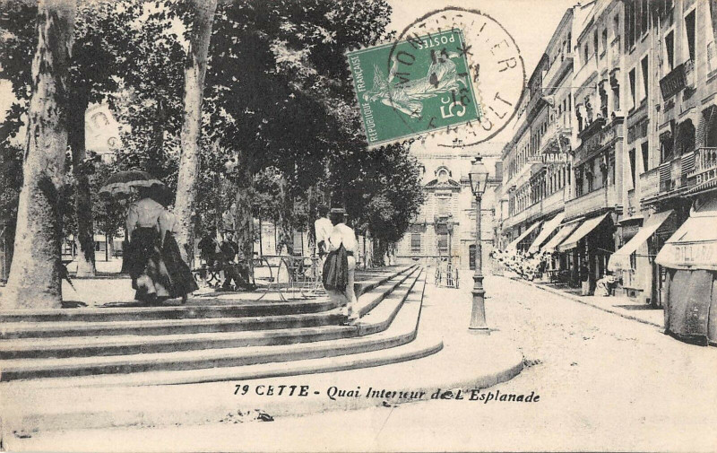 Carte postale ancienne Cette Quai Interieur De L'Esplanade