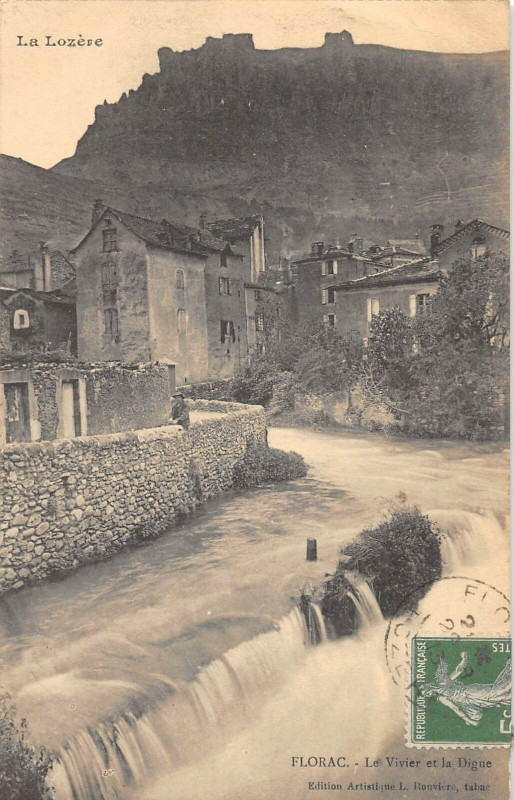Carte postale ancienne Florac Le Vivier Et La Digue