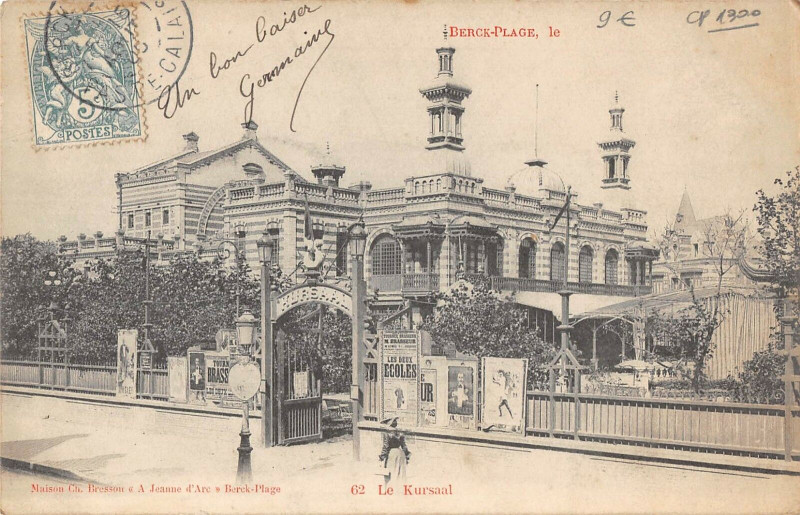 Carte postale ancienne Berck Plage Le Kursaal (dos non divisé) à Berck