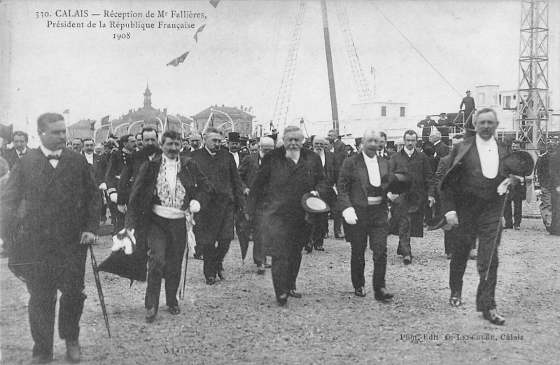 Carte postale ancienne Calais Reception De Mr Fallieres  En 1908 President De La Republique à Calais