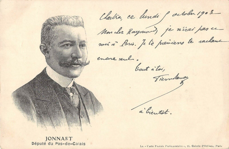 Carte postale ancienne Jonnart Depute Du Pas De Calais à Calais