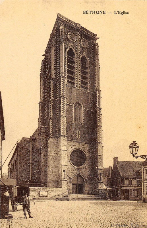 Carte postale ancienne Bethune Eglise (cpa émaillée à Béthune
