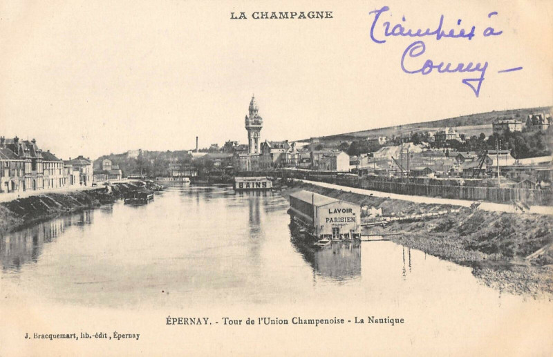 Carte postale ancienne Epernay Tour De L'Union Champenoise La Nautique à Épernay