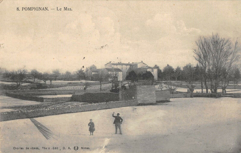 Carte postale ancienne Pompignan Gard Le Mas (cliché pas courant à Pompignan
