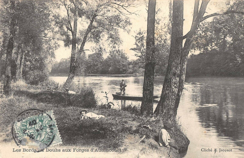 Carte postale ancienne Les Bords Du Doubs Aux Forges D'Audincourt à Doubs