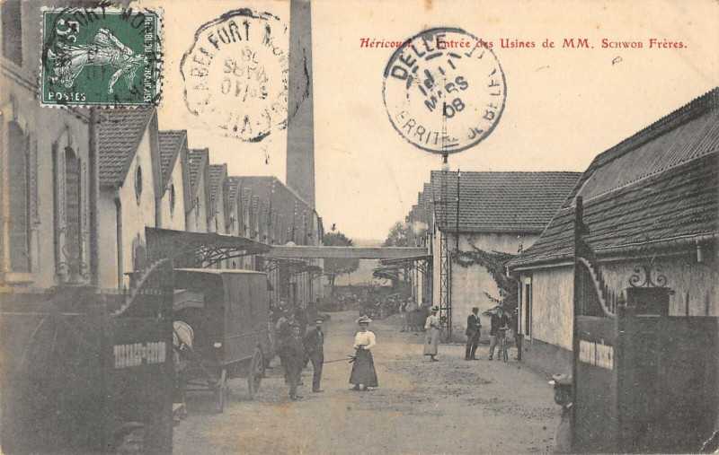 Carte postale ancienne Hericourt Entree Des Usines De Mm Schwob Freres à Héricourt