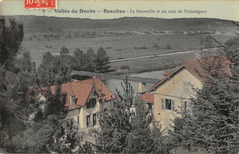 Carte postale ancienne Beaulieu La Passerelle Et Un Coin De Valentigney (cliché pas courant à Valentigney