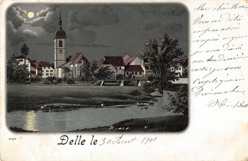 Carte postale ancienne Delle (dos non divisé) à Delle