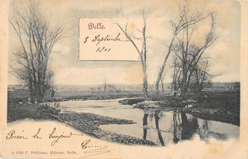 Carte postale ancienne Delle  (dos non divisé) à Delle