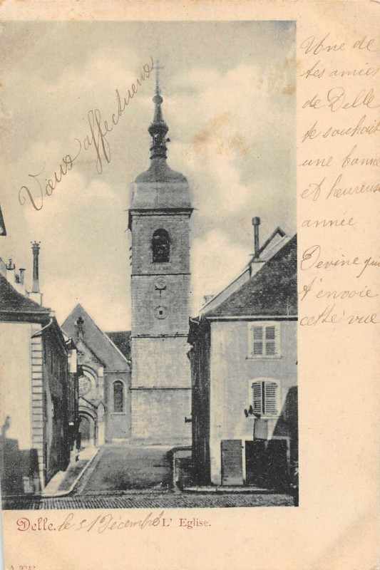 Carte postale ancienne Delle L'Eglise (dos non divisé) à Delle
