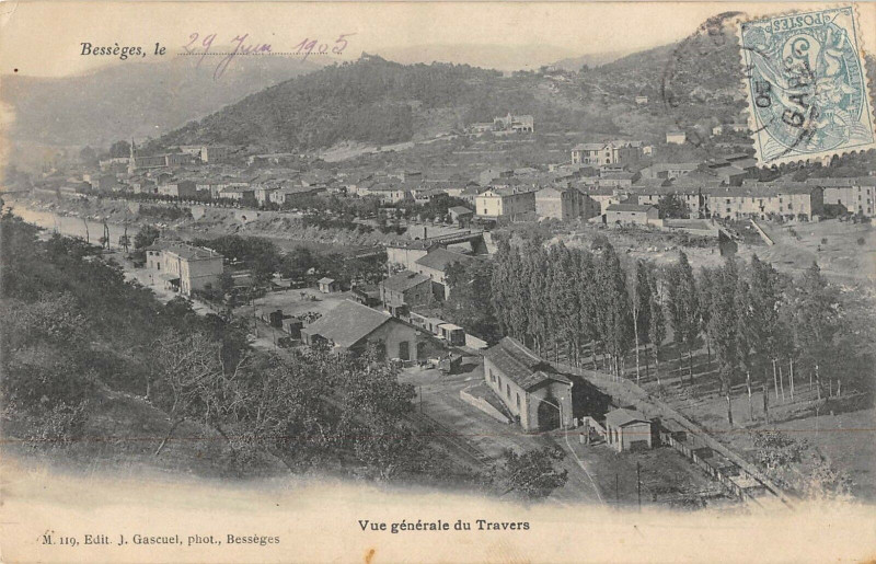 Carte postale ancienne Besseges Vue Generale Du Travers à Bessèges