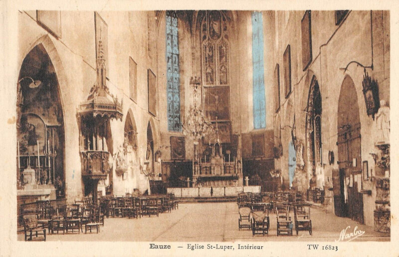 Carte postale ancienne Eauze Eglise Saint-Luper Interieur à Eauze