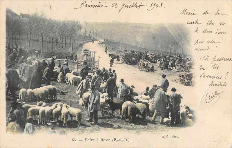 Carte postale ancienne Foire A Besse (dos non divisé)