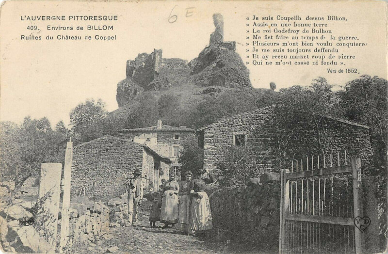 Carte postale ancienne Env.billon Ruines Chateau Coppel à Saint-Julien-de-Coppel