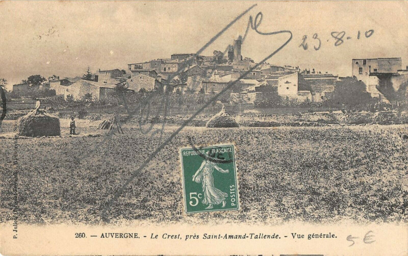 Carte postale ancienne Le Crest Pres Saint Amand Tallende Vue Generale à Tallende
