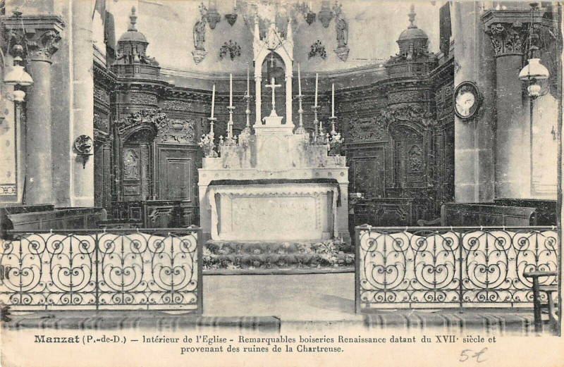 Carte postale ancienne Manzat Interieur De L'Eglise à Manzat