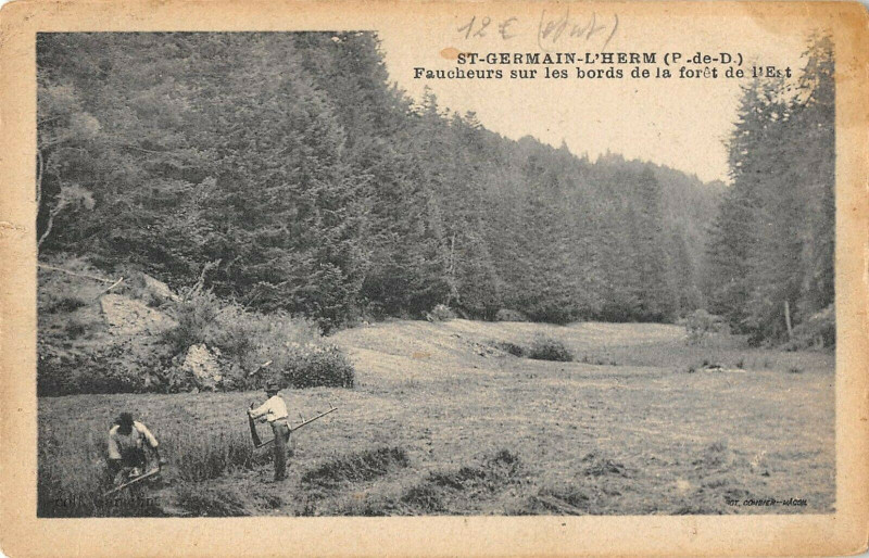 Carte postale ancienne Saint Germain L'Herm Faucheurs Sur Les Bords De La Foret De L'Est à Saint-Germain-l'Herm