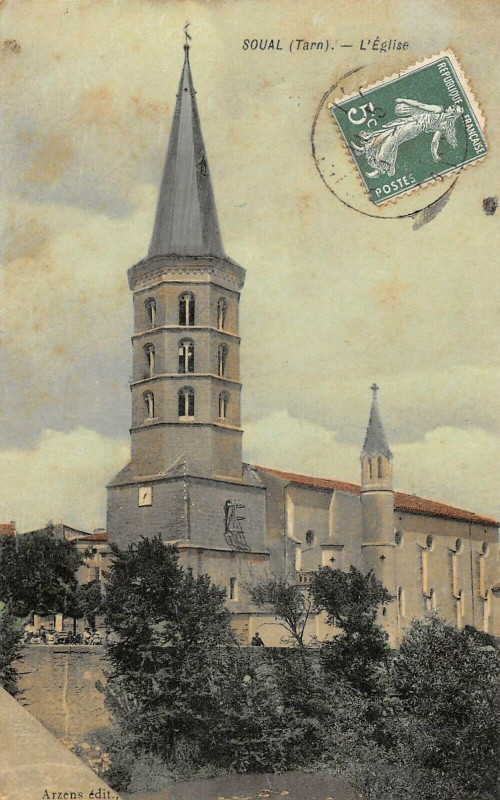 Carte postale ancienne Soual Eglise à Soual