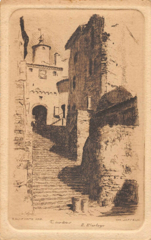 Carte postale ancienne Cordes Cpa Illustrateur L'Horloge