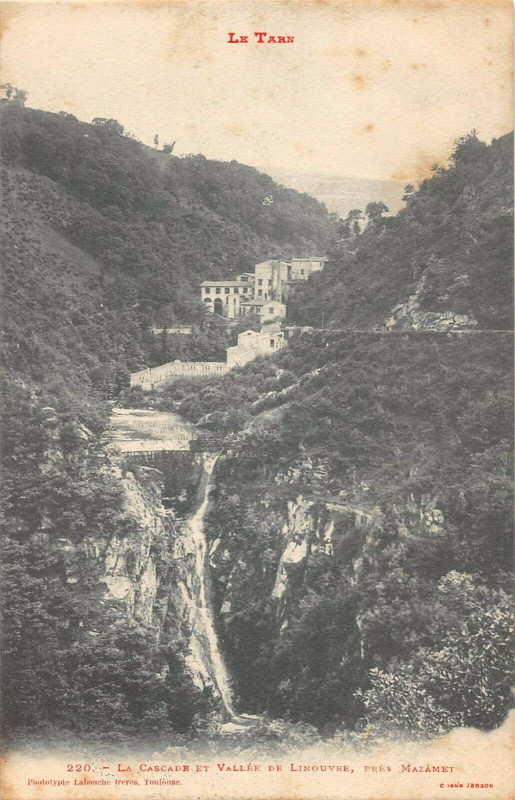 Carte postale ancienne La Cascade Et Vallee De Linouvre Pres Mazamet à Mazamet