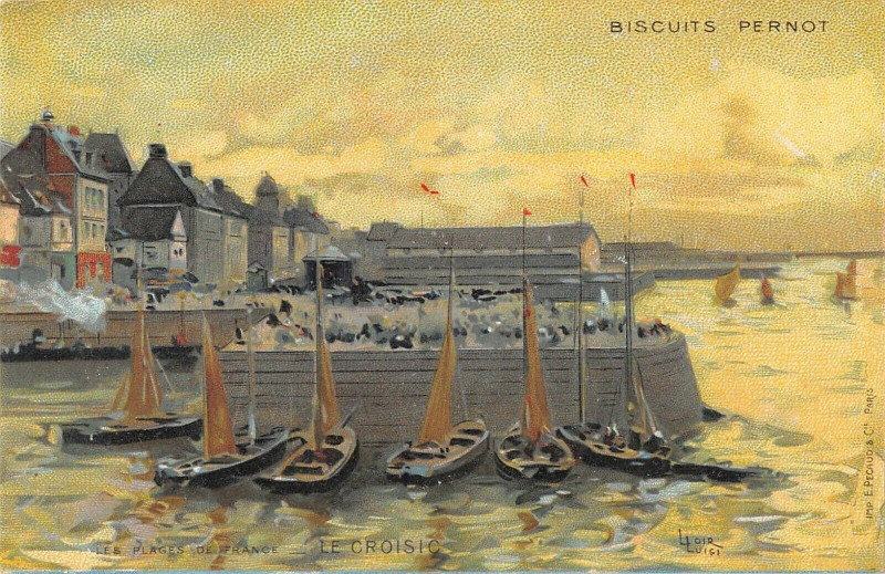 Carte postale ancienne Le Croisic Cpa Illustrateur Publicitaire  Biscuits Pernot au Croisic