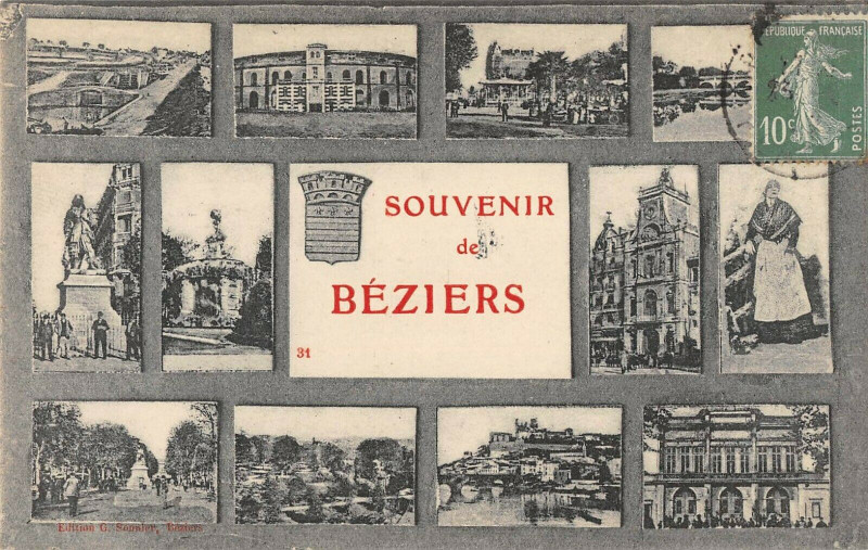 Carte postale ancienne Souvenir De Beziers à Béziers