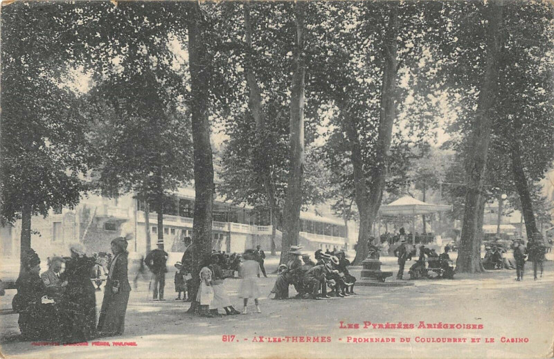 Carte postale ancienne Ax Les Thermes Promenade Du Couloubret Et Casino à Ax-les-Thermes