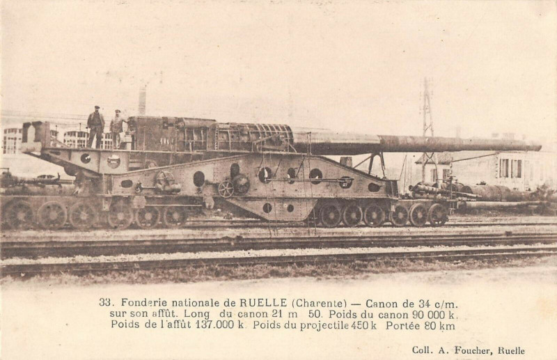 Carte postale ancienne Fonderie Nationale De Ruelle Canon De 34 C/M