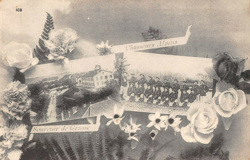 Carte postale ancienne Un Souvenir De Grasse Chasseurs Alpins à Grasse